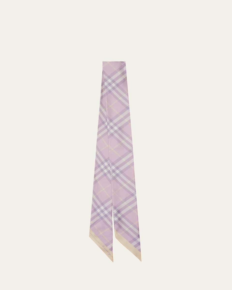Check-Print Skinny Scarf
